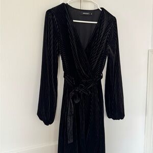 Monsoon Black Long Sleeve Velvet Dress